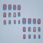 Press-On Nail Set Glue-On Floral & Gem