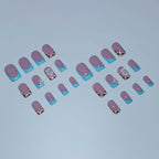 Press-On Nail Set Glue-On Floral & Gem