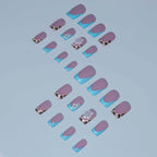 Press-On Nail Set Glue-On Floral & Gem