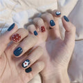 Press-On Nail Set Glue-On Floral & Polka Dot High-Gloss