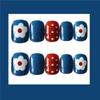 Press-On Nail Set Glue-On Floral & Polka Dot High-Gloss