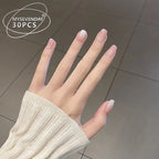 Press-On Nail Set Glue-On Glossy French Tips