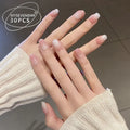 Press-On Nail Set Glue-On Glossy French Tips