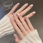 Press-On Nail Set Glue-On Glossy French Tips
