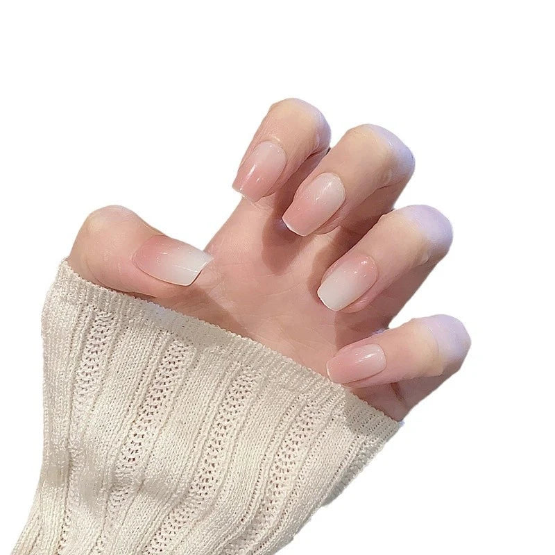 Press-On Nail Set Glue-On Glossy French Tips