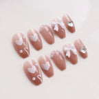 Press-On Nail Set Glue-On Hearts & Floral
