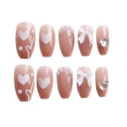 Press-On Nail Set Glue-On Hearts & Floral