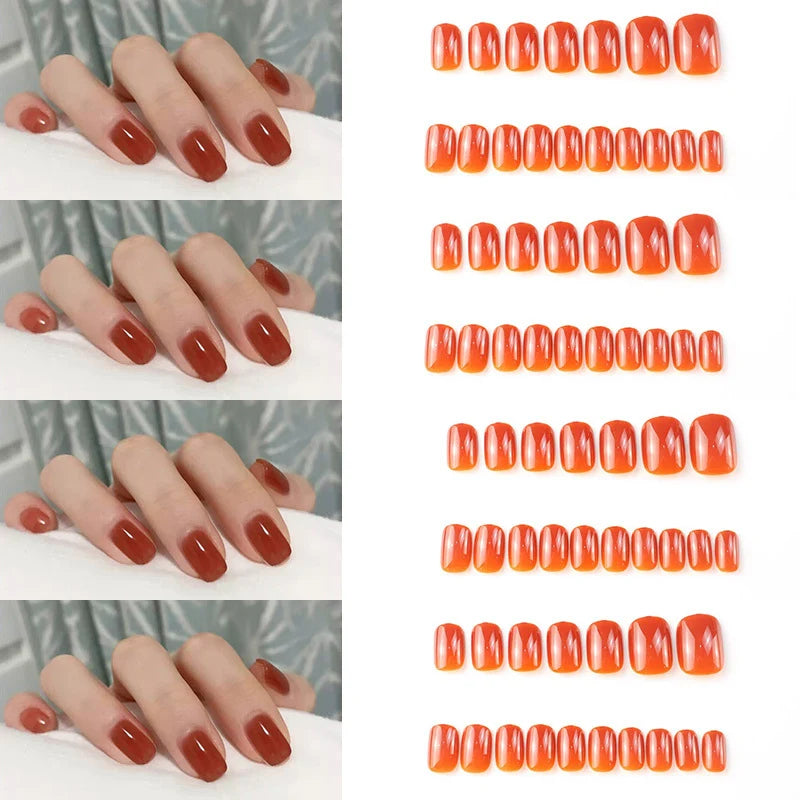 Press-On Nail Set Glue-On Multi-Size Chip-Resistant