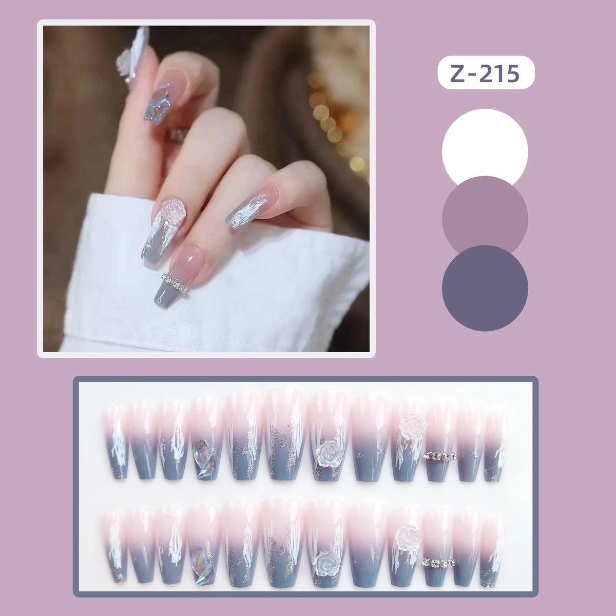 Press-On Nail Set Glue-On & Reusable