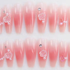 Press-On Nail Set Glue-On Rhinestone Accents Non-Toxic