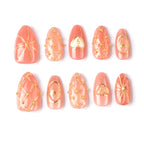 Press-On Nail Set Gold Accent Designs Adhesive Included