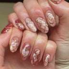 Press-On Nail Set Gold Accent Designs Adhesive Included