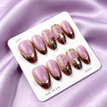 Press-On Nail Set Gold Accent Easy Application & Reusable