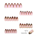 Press-On Nail Set Gold Accent Easy Application & Reusable