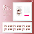 Press-On Nail Set Gold Accent Easy Application & Reusable