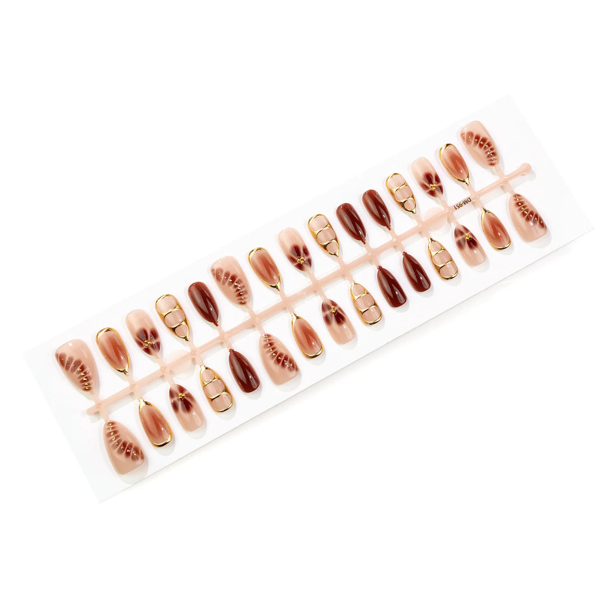 Press-On Nail Set Gold Accent No Glue