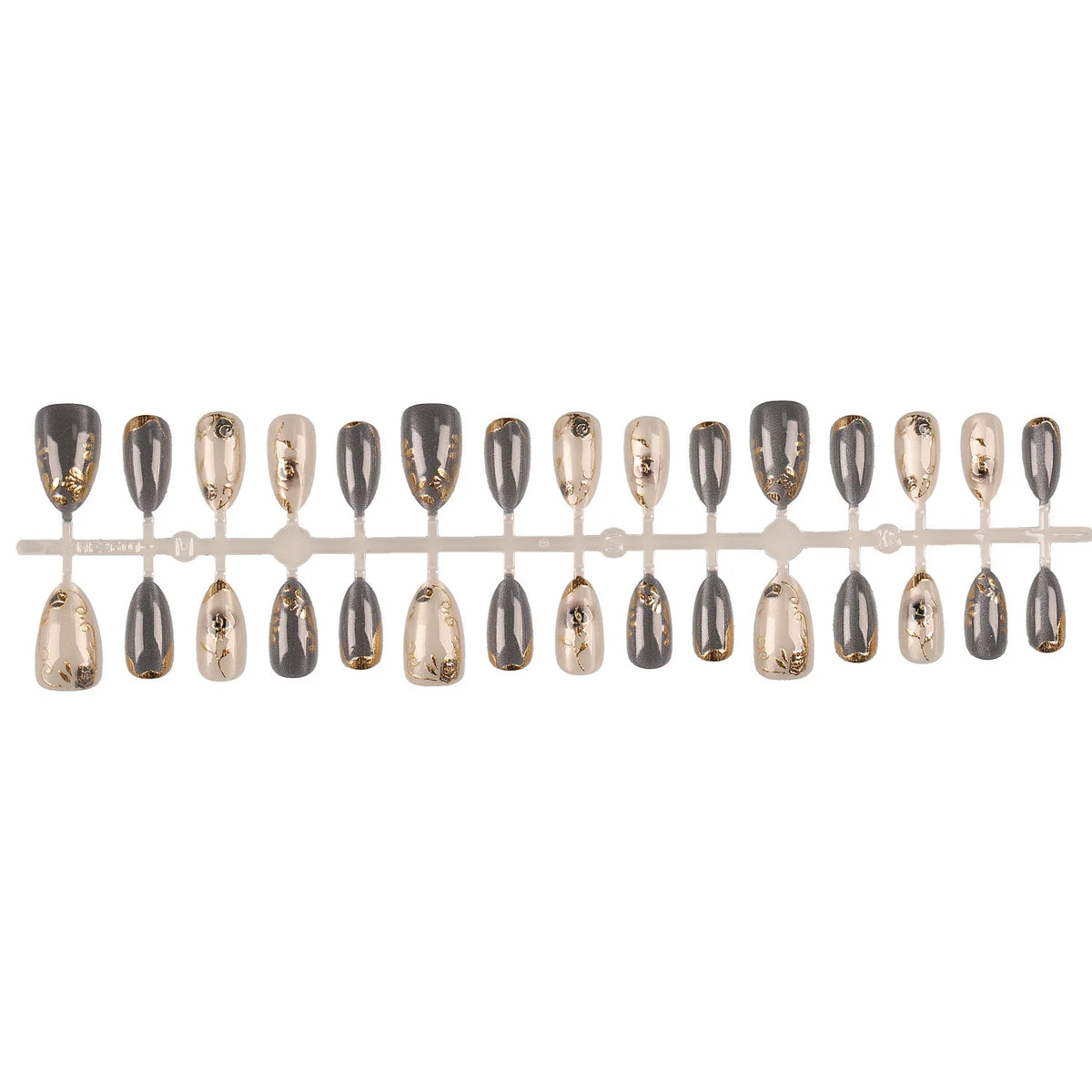 Press-On Nail Set Gold-Accent Peel & Stick Long-Lasting