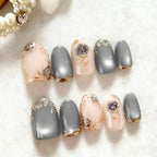 Press-On Nail Set Gold-Accent Peel & Stick Long-Lasting