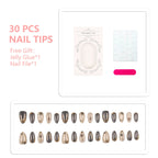 Press-On Nail Set Gold-Accent Peel & Stick Long-Lasting