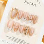 Press-On Nail Set Gold Accent Peel-and-Stick