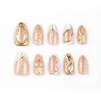 Press-On Nail Set Gold Accent Peel-and-Stick