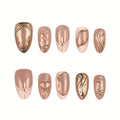 Press-On Nail Set Gold-Accent Self-Adhesive