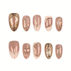 Press-On Nail Set Gold-Accent Self-Adhesive