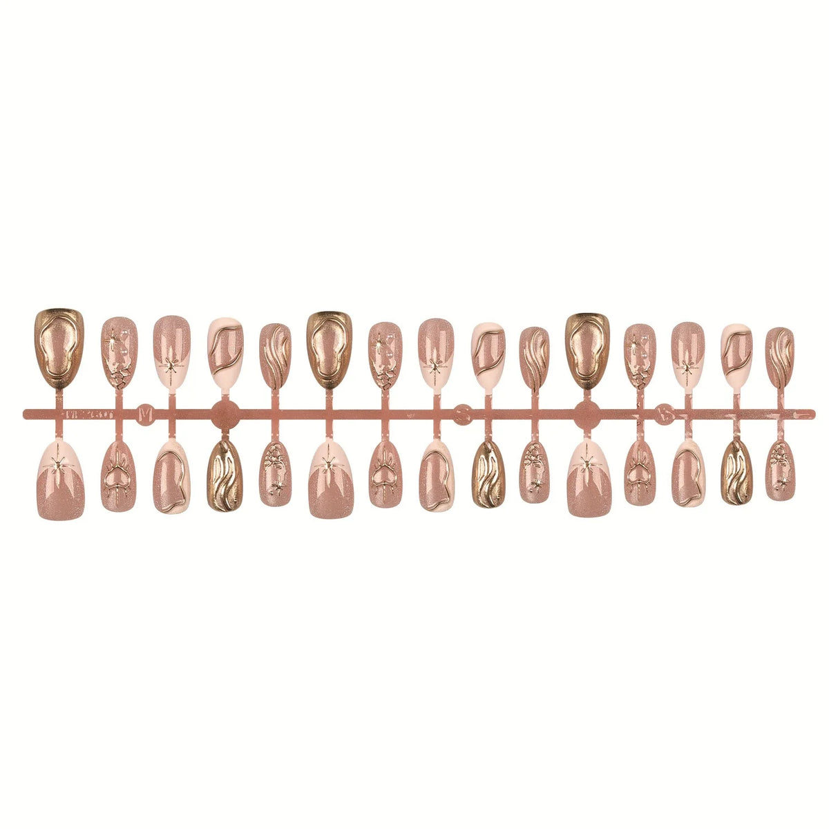 Press-On Nail Set Gold-Accent Self-Adhesive