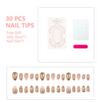 Press-On Nail Set Gold-Accent Self-Adhesive