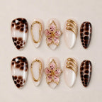 Press-On Nail Set Gold Accent with Glue & Stickers