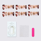 Press-On Nail Set Gold Accent with Glue & Stickers
