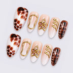 Press-On Nail Set Gold Accent with Glue & Stickers