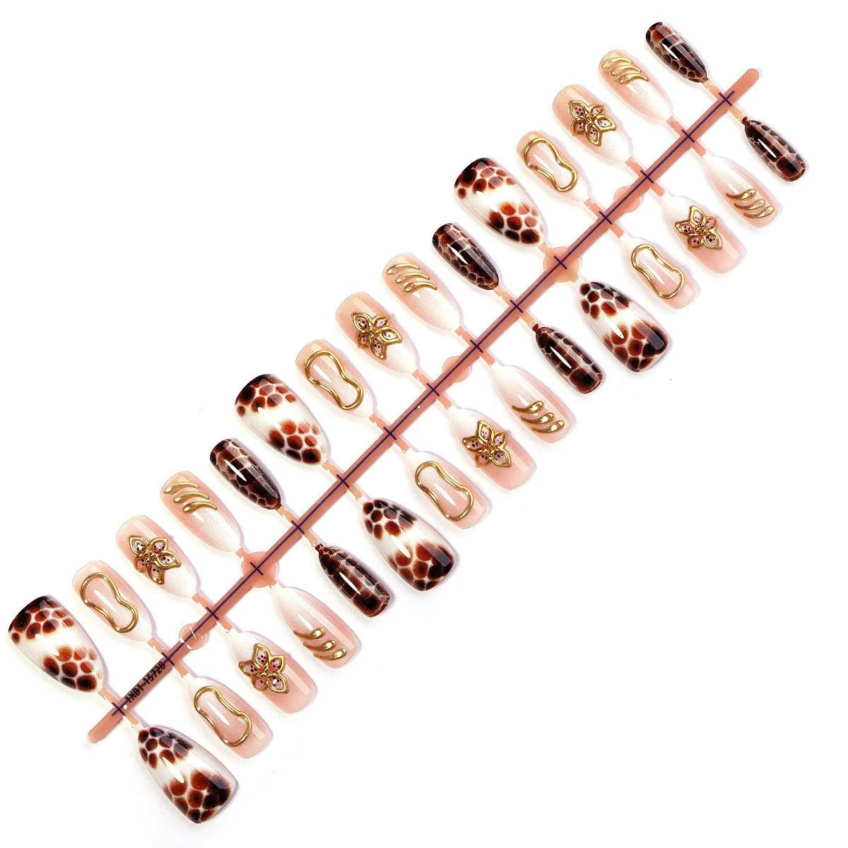 Press-On Nail Set Gold Accent with Glue & Stickers