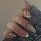 Press-On Nail Set Gold Accents Easy Application