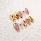 Press-On Nail Set Gold Accents Easy Application