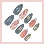 Press-On Nail Set Gold Accents Easy Application