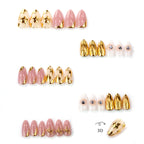 Press-On Nail Set Gold Accents Easy Application