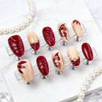 Press-On Nail Set Gold Accents Easy-Apply Multiple Sizes