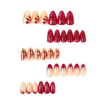 Press-On Nail Set Gold Accents Easy-Apply Multiple Sizes