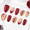 Press-On Nail Set Gold Accents Easy-Apply Multiple Sizes