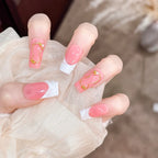 Press-On Nail Set Gold Accents Peel-And-Stick
