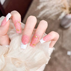 Press-On Nail Set Gold Accents Peel-And-Stick