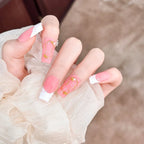 Press-On Nail Set Gold Accents Peel-And-Stick