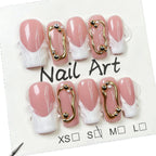 Press-On Nail Set Gold Accents Peel-And-Stick