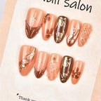 Press-On Nail Set Gold Accents Reusable Salon-Quality