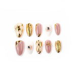 Press-On Nail Set Gold Accents Self-Adhesive