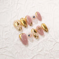 Press-On Nail Set Gold Accents Self-Adhesive