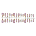 Press-On Nail Set Gold Accents Self-Adhesive & Multiple Sizes