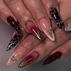Press-On Nail Set Gold Embellished Reusable Gel Look
