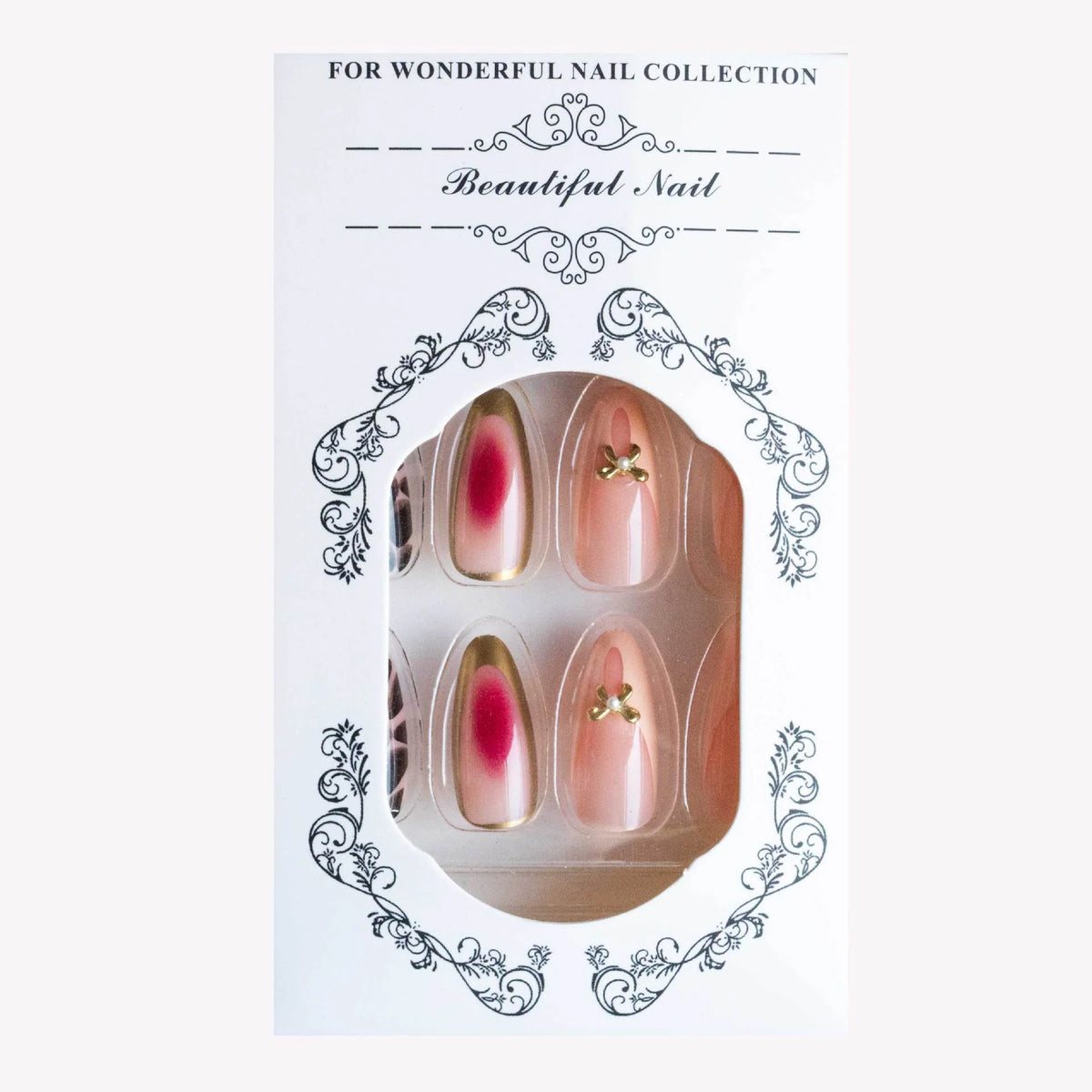 Press-On Nail Set Gold Embellished Reusable Gel Look